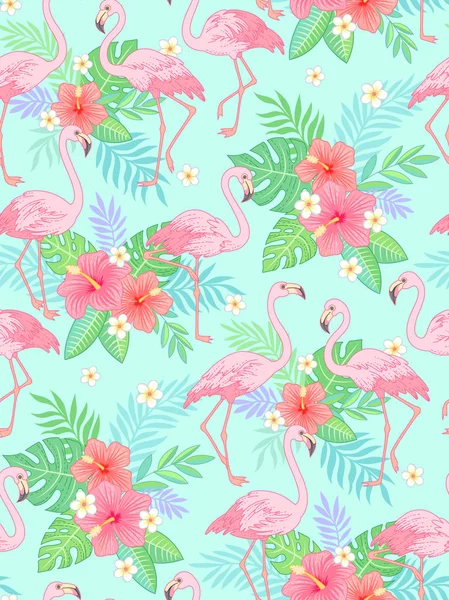 Padrão tropical flamingo — Vetor de Stock
