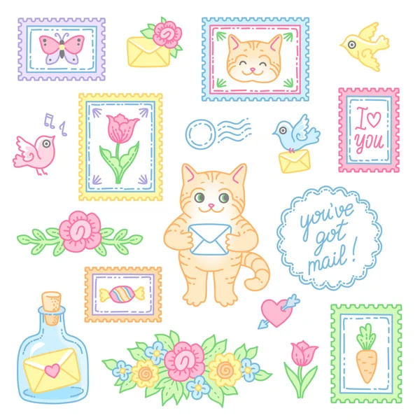 Mail cat set — Stock Vector