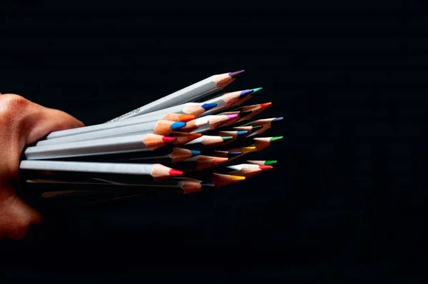 Color Pencils Black Background — Stock Photo, Image