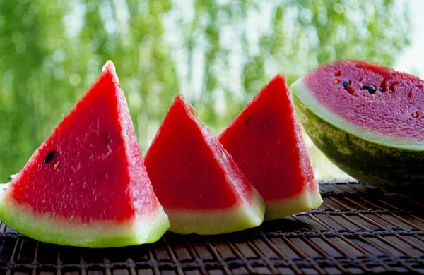 Red Ripe Watermelon Cut — Stock Photo, Image