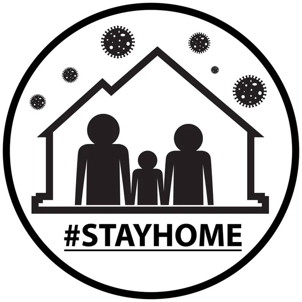 Ich Bleibe Hause Social Media Kampagne Coronavirus Familie Bleibt Zusammen — Stockvektor