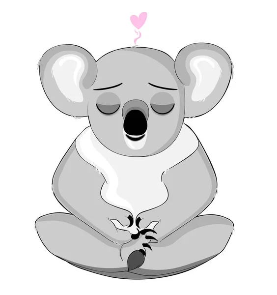 Relaxing Koala Bear Cute Animal Picture Love Heart Koala Head — Stock Vector