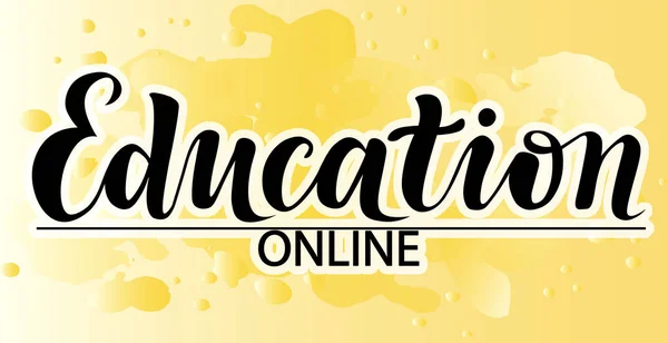 Online Gestaltung Von Education Schriftzügen Mit Gelbem Aquarell Spritzer Handgeschriebene — Stockvektor