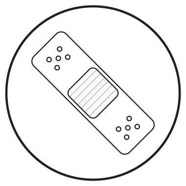 Satır sanat tarzında yapışkan alçı simgesi; vektör illüstrasyonu, uygulama, yazdırma veya web için kullanılabilir.