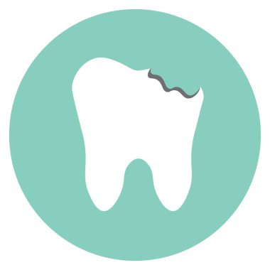 Caries ile dişler, tıbbi simge, vektör düz çizim, ağ sembolleri, uygulamalar, yazdırma.
