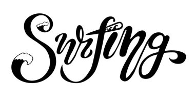 Baskı ya da ağ için dalgalarla harfleri sörf yapmak. Kaligrafi vektör çizimi. logotype ya da benzeri şeyler için kullanılabilir.