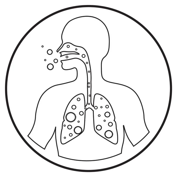Humano Con Pulmones Enfermos Icono Médico Estilo Arte Línea Ilustración — Vector de stock