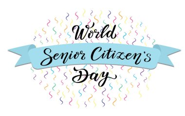 world senior citizens day. lettering text design. black color calligraphy with ribbon can use for print or web. clipart