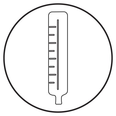 termometre simgesi; satır sanatı biçimi; vektör illüstrasyonu, uygulama, yazdırma veya web simgesi.