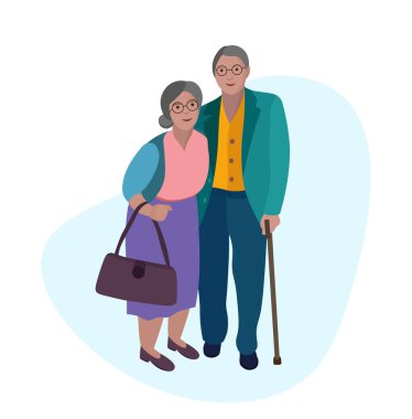 Yaşlı bir çift, yaşlı vatandaşlar, mutlu insanların portre posteri. yazdırma ya da ağ için kullanılabilir