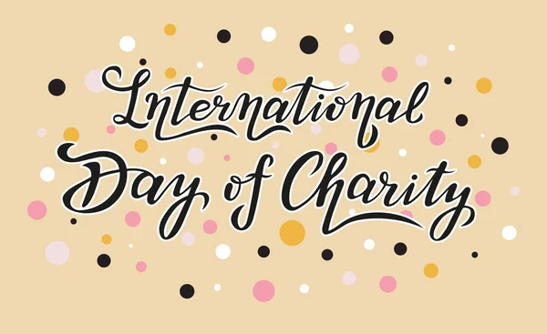 Mezinárodní Den Charitativní Psaní Textu Design Vektorová Ilustrace Zářijové Oslavy — Stockový vektor
