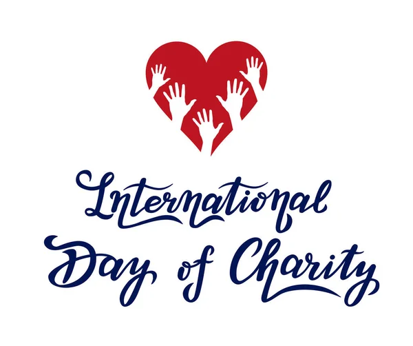 Mezinárodní Den Charitativních Dopisů Textový Design Plakátu Barevné Paže Vektorová — Stockový vektor