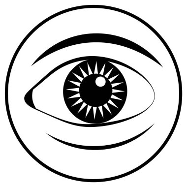 gözün pictogram simgesi; vektör düz illüstrasyon, uygulama, yazdırma veya web sembolü.