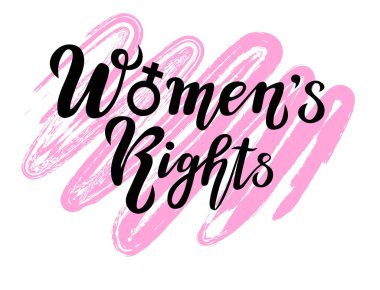 Pembe soyut arkaplan üzerindeki kadın sağ harf metni, vektör illüstrasyonu baskı veya web için kullanılabilir.