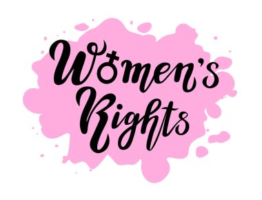 Pembe suluboya arkaplan üzerindeki kadın sağ harf metni, vektör illüstrasyonu baskı veya web için kullanılabilir.