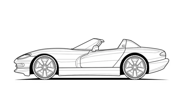 Coloriages Pour Adultes Dessin Image Art Linéaire Cabriolet Voiture Avec — Image vectorielle