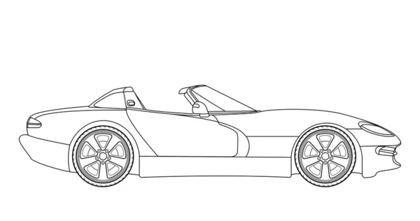 Line Art Vector Cabriolet Car Koncept Designu Černý Obrys Vozidla — Stockový vektor