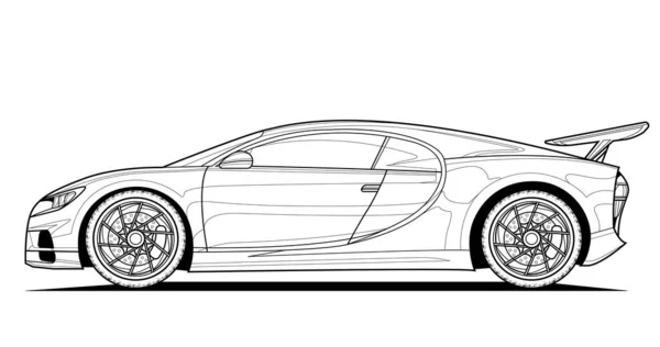 Kitap Çizim Için Yetişkin Boyama Sayfası Araba Vektör Çizgisi Çizimi — Stok Vektör