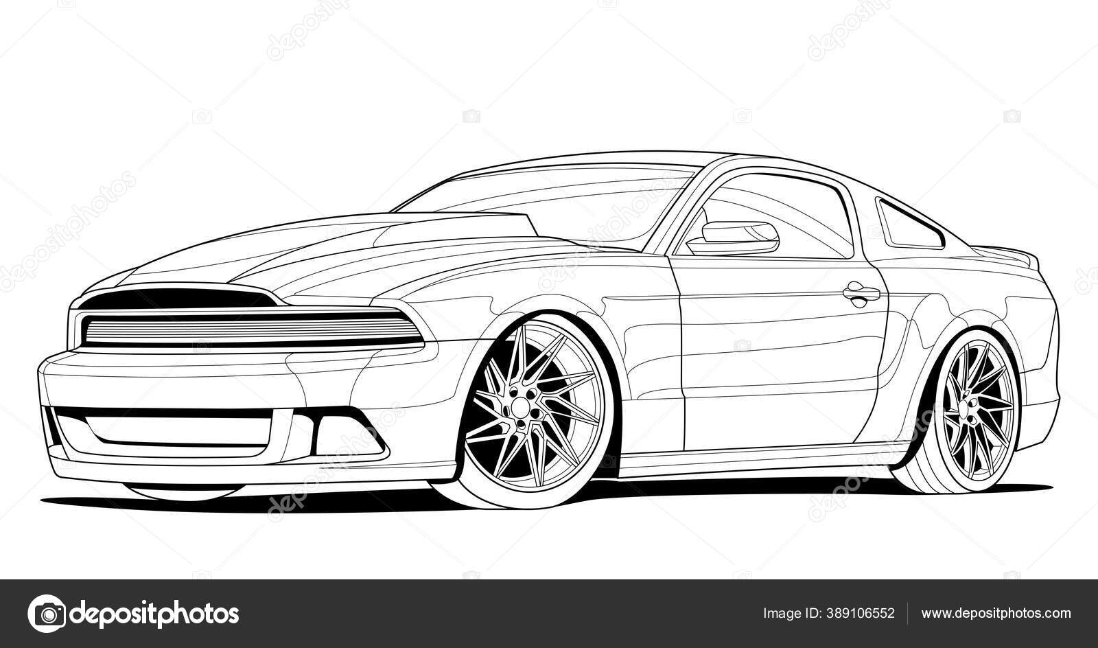 Desenho Para Colorir Com Carro Esporte Desenho Arte Linha Para imagem  vetorial de Sybirko© 428462460