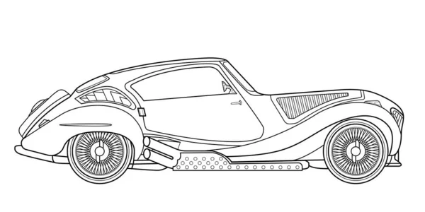 Оригінальний Векторний Лінійний Художній Автомобіль Концептуальний Дизайн Машина Чорного Контуру — стоковий вектор