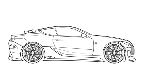 Πρωτότυπο Σχεδιασμό Vector Line Art Car Concept Design Μαύρο Περίγραμμα — Διανυσματικό Αρχείο