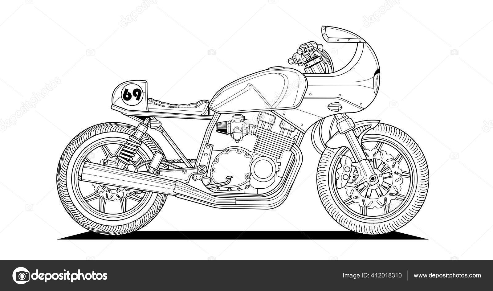 Página De Ilustração Do Vetor De Motociclo De Arte De Linha