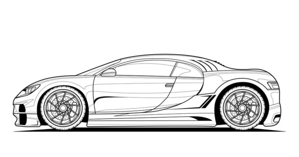 Vector Line Art Original Car Illustration Black Contour Sketch Illustrate — Stock Vector