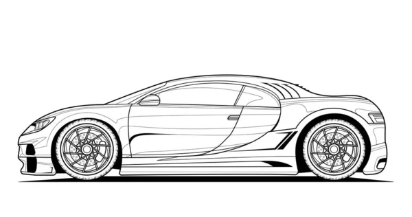 Vektör Çizgisi Orijinal Araba Çizimi Siyah Hatlı Çizim Kitap Çizim — Stok Vektör