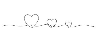 Sürekli akan bir hatta bağlı üç farklı boyutta kalbi olan minimalist sanat eserleri. Aşkı, aileyi ve birliği simgeleyen basit ve zarif bir tasarım..