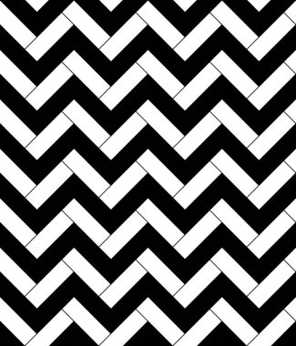 Bold seamless herringbone tile pattern in black and white geometric blocks. For wallpapers, tiles, fabric, wrapping paper, packaging and modern digital designs.