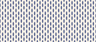 Yumuşak krema arka planında lacivert tonda oval şekilli dikey noktalar olan kusursuz bir minimal desen. Temiz, geometrik yerleşim.