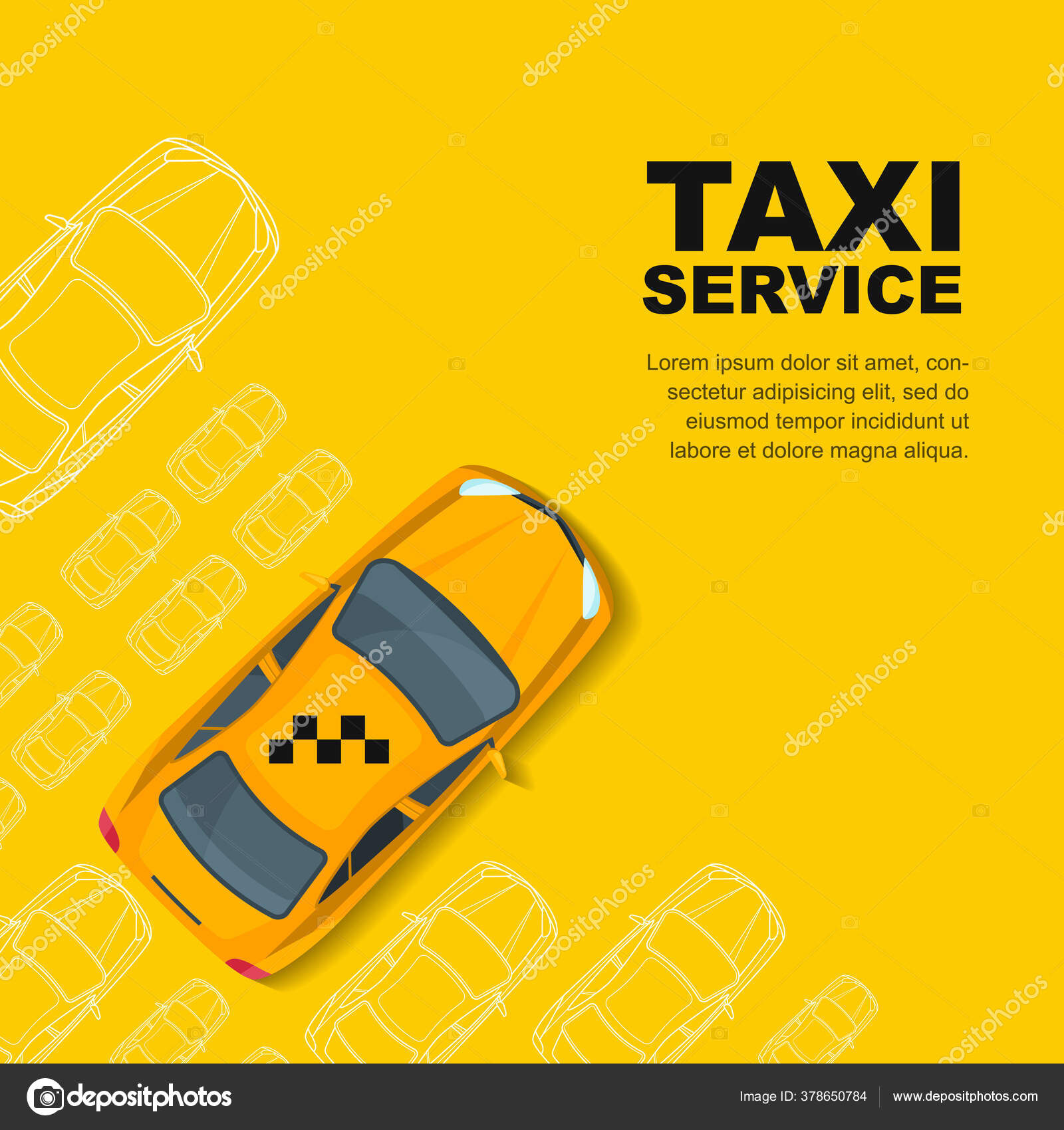 Ilustración de Servicio De Taxi Automóvil Amarillo Sobre Fondo