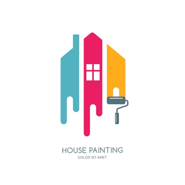 Casa Servicio Pintura Decoración Reparación Iconos Multicolor Logotipo Del Vector — Vector de stock