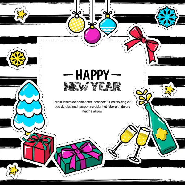 Feliz Navidad Feliz Año Nuevo 2017 Tarjeta Felicitación Vectorial Banner — Vector de stock