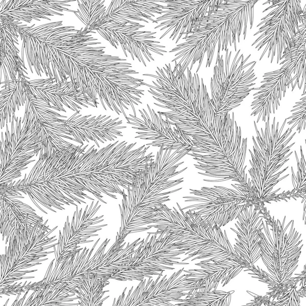 Branches Sapin Vectoriel Motif Sans Couture Fond Noir Blanc Avec — Image vectorielle