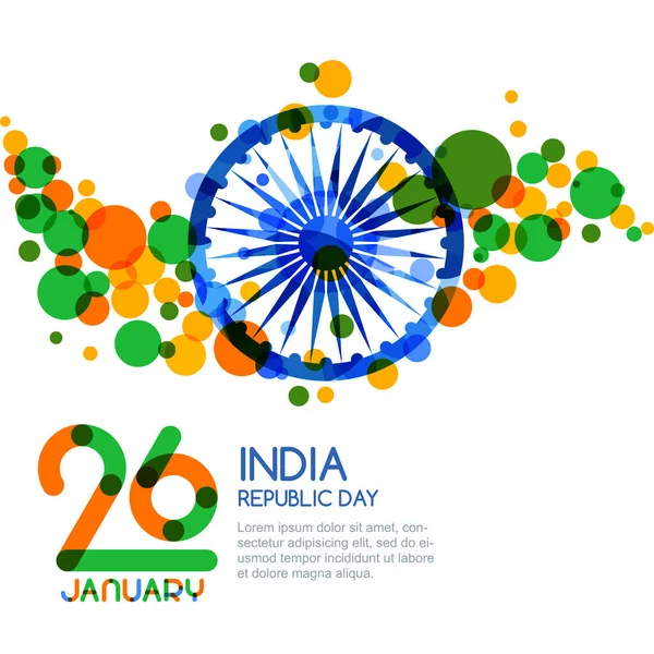 Janeiro Dia República Índia Fundo Banner Multicolorido Vetorial Índia Bandeira — Vetor de Stock