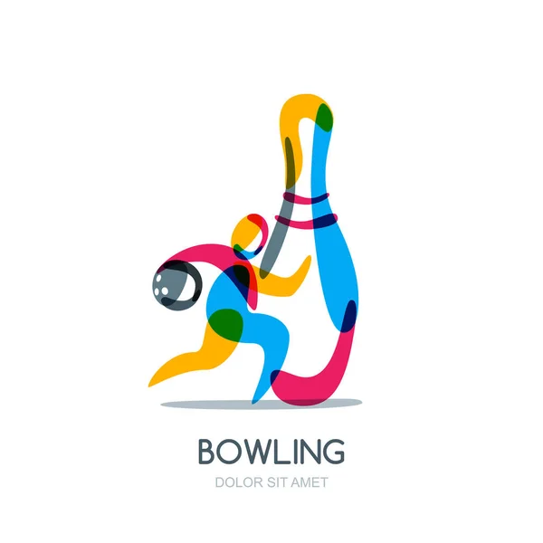 Боулінг Гра Векторний Логотип Іконка Або Дизайн Емблеми Запуск Людини — стоковий вектор