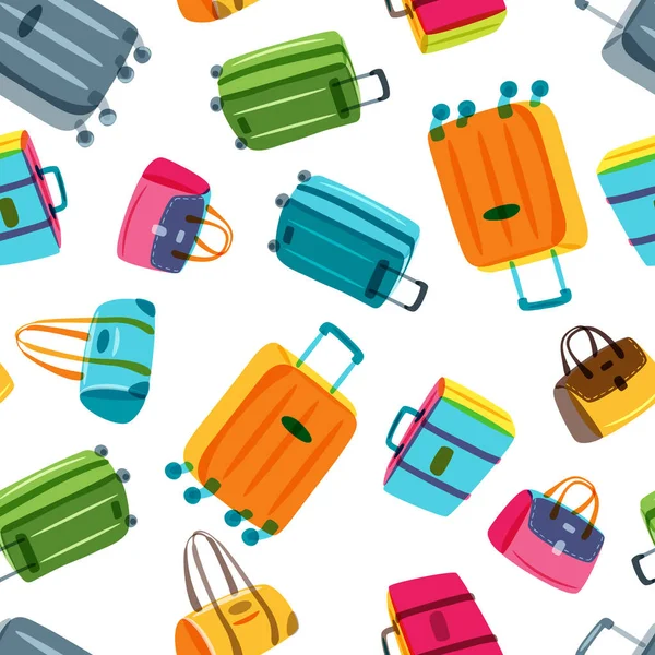 Vektor Nahtlose Muster Mit Mehrfarbigem Gepäck Koffer Taschen Handgezeichnete Doodle — Stockvektor
