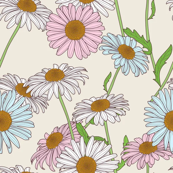 Patrón Sin Costura Floral Vectorial Fondo Colores Pastel Con Flores — Archivo Imágenes Vectoriales