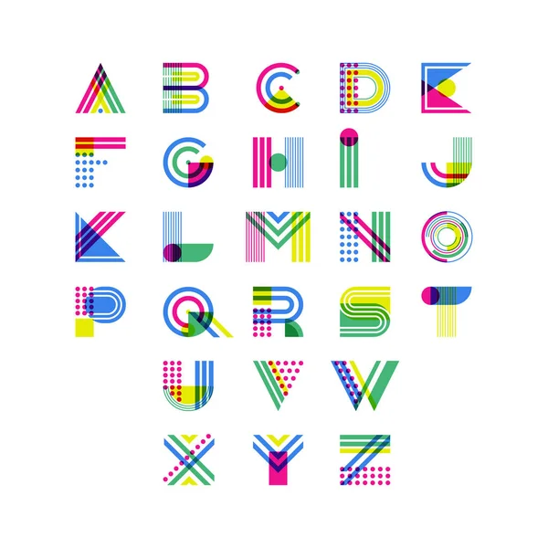 Alfabeto Geométrico Colorido Símbolos Fonte Decorativos Latinos Elementos Design Logotipo — Vetor de Stock