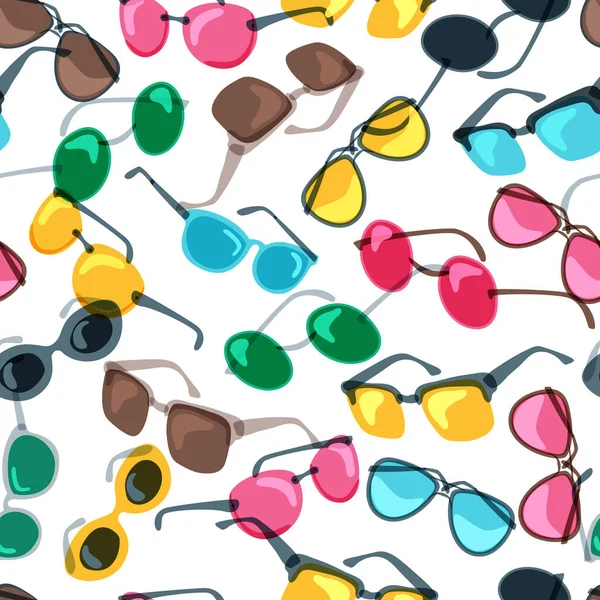 Patrón Sin Costura Vectorial Con Gafas Sol Dibujadas Mano Coloridas — Archivo Imágenes Vectoriales