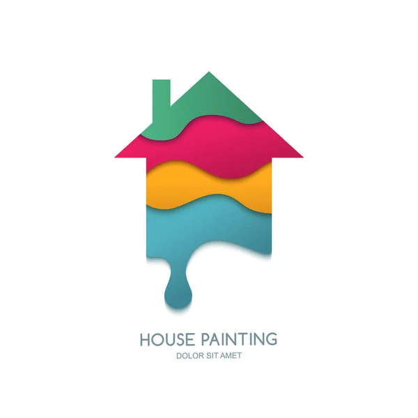 Malování Domu Výzdoba Opravy Návrh Vektorového Loga Vícebarevný Stylizovaný Papírenský — Stockový vektor