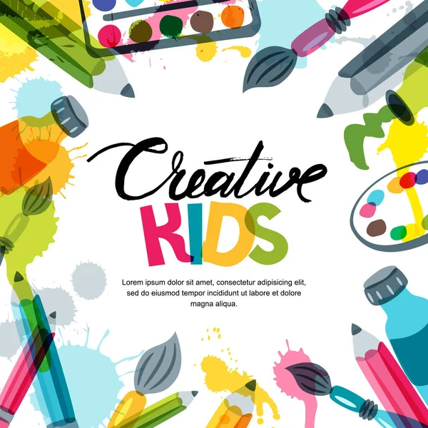 Arte Infantil Educação Conceito Classe Criatividade Banner Vetorial Cartaz Quadro —  Vetores de Stock