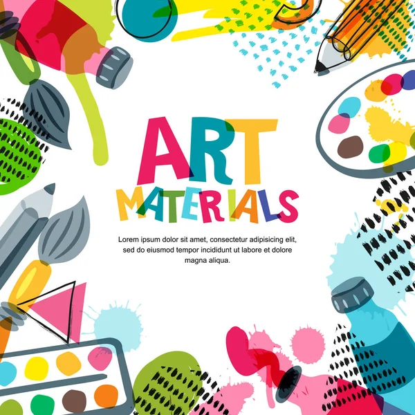 Materiales Arte Para Diseño Creatividad Ilustración Garabatos Vectoriales Banner Cartel — Archivo Imágenes Vectoriales