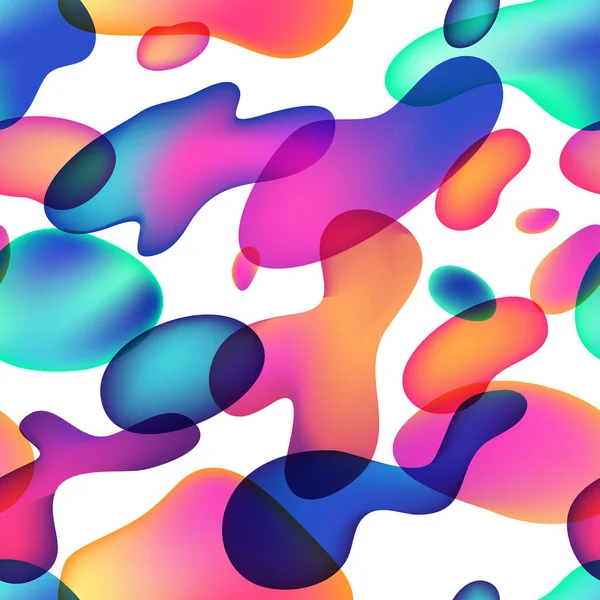 Abstract Vloeistofvector Naadloos Patroon Kleurrijke Vloeistof Overlappende Vormen Trendy Achtergrond — Stockvector