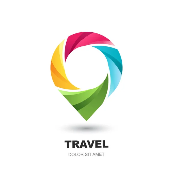Logo Vektor Ikon Atau Templat Desain Lambang Dengan Simbol Peta - Stok Vektor