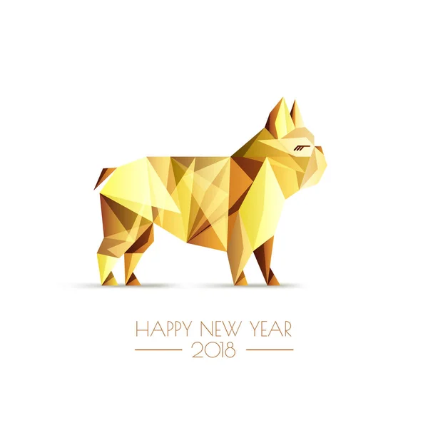 Gelukkig Chinees Nieuwjaar 2018 Vector Wenskaart Poster Banner Met Gouden — Stockvector