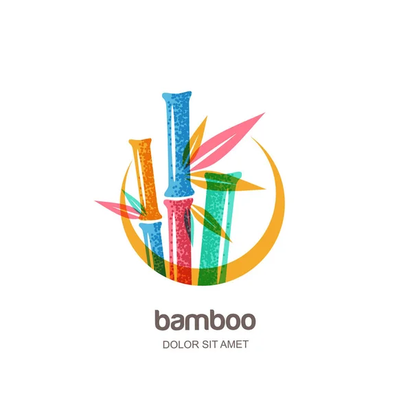 Ícone Logotipo Vetor Emblema Com Planta Bambu Criativo Multicolor Quadro —  Vetores de Stock