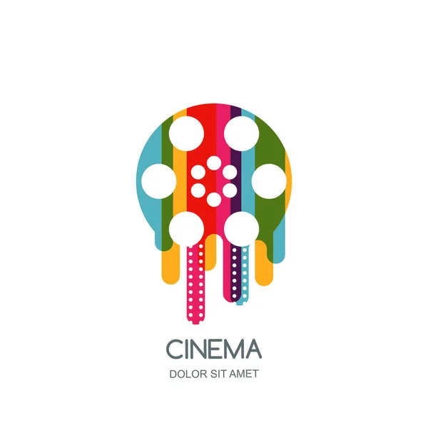 Cinema Festival Vector Logo Icono Plantilla Diseño Emblema Película Líquida — Vector de stock