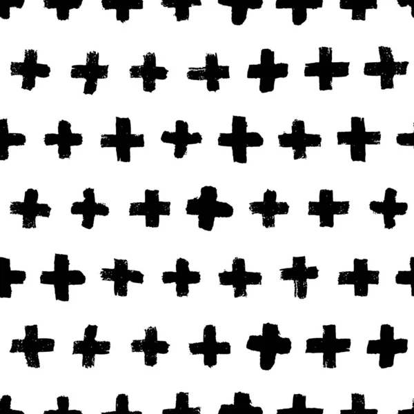 Vektorové Abstraktní Ručně Kreslené Bezešvé Kříže Vzor Černobílé Čmáranice Univerzální — Stockový vektor